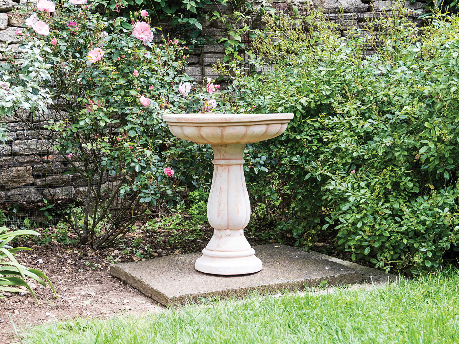 Terracotta Bird Bath lifestyle