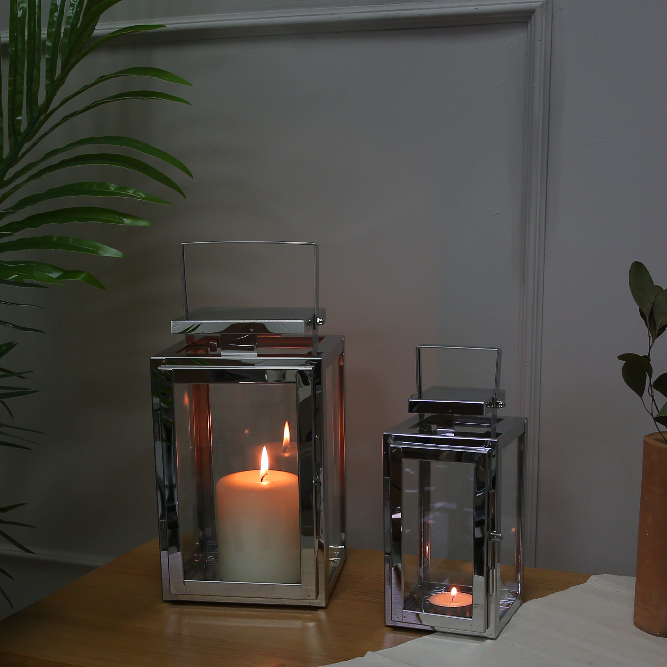 Milan Silver Lantern 3pk lifestyle